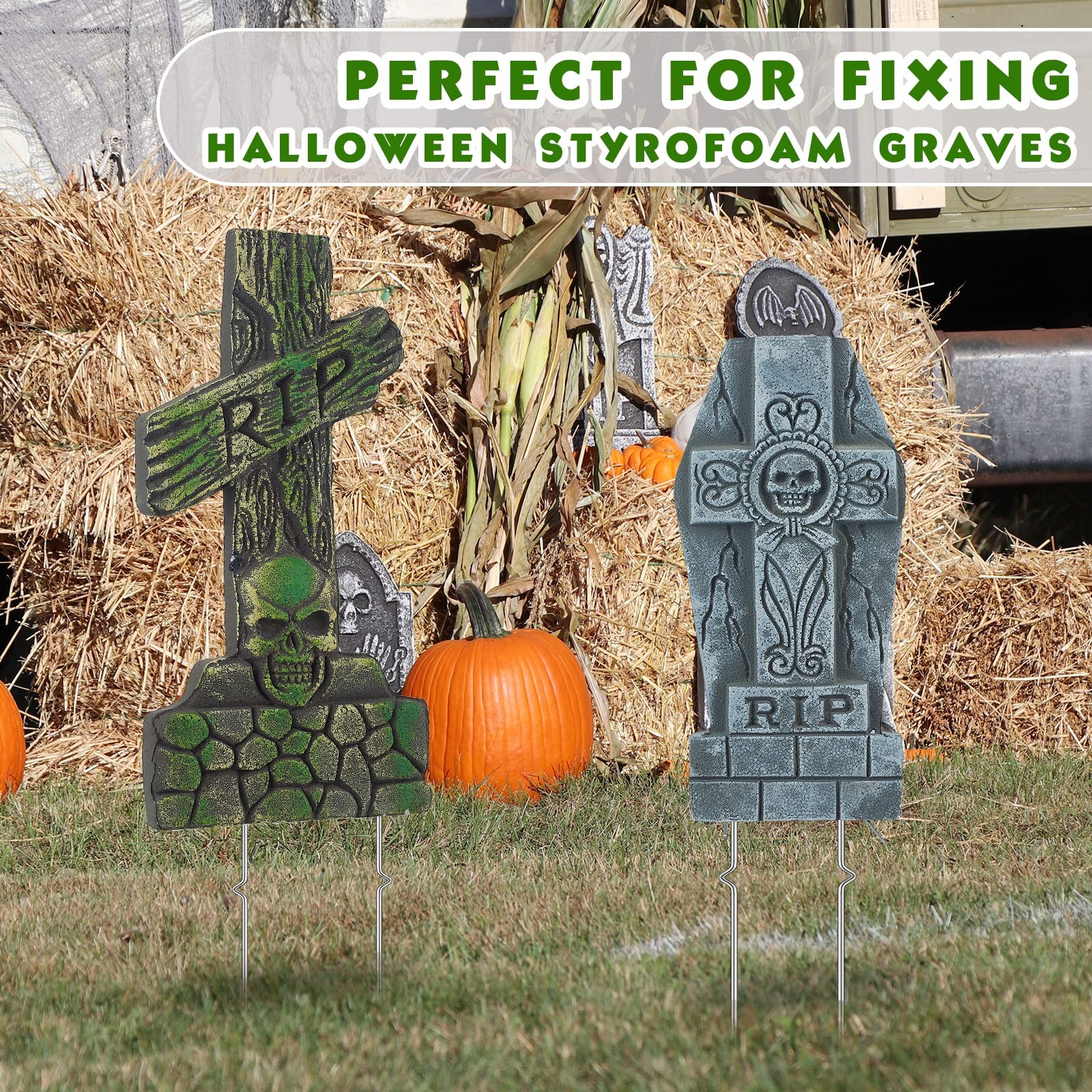 24 Galvanized Steel Yard Sign Stakes 14″ for Halloween, Christmas, Thanksgiving