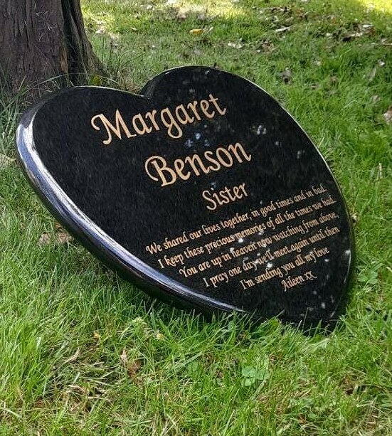 Personalised Grave Marker Grave Stone Heart shaped Engraved Grave Stone Plaque