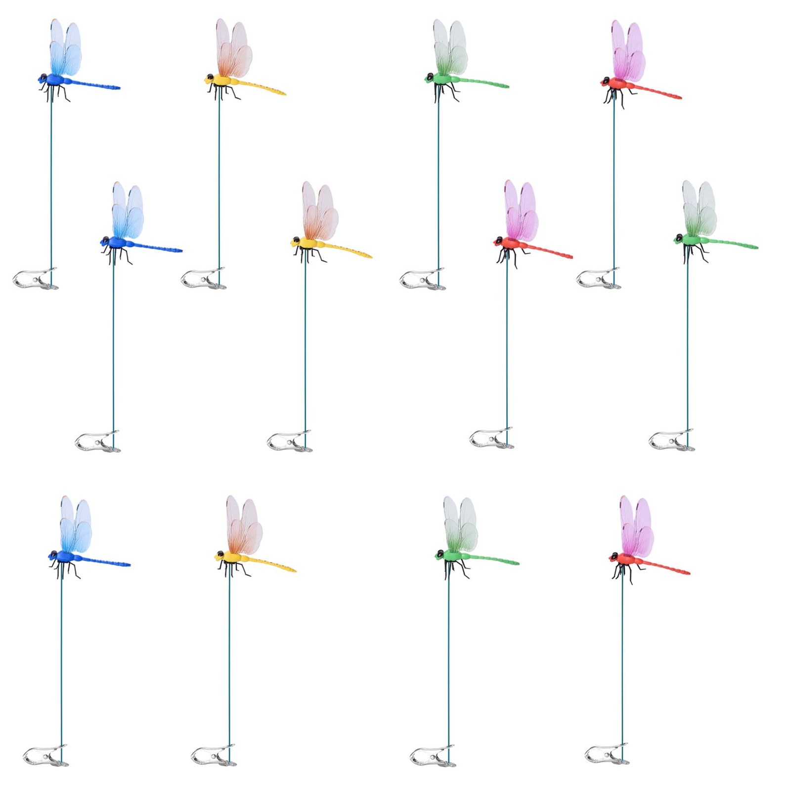 12 PCS Fake Dragonfly Clip Colorful Hat Clip 3D Dragonfly Garden Decor for Pa…
