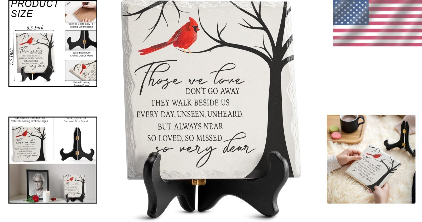 Memorial Gift with Easel 6 Inch Cardinal Ceramic Plaque for Celebration Of Life