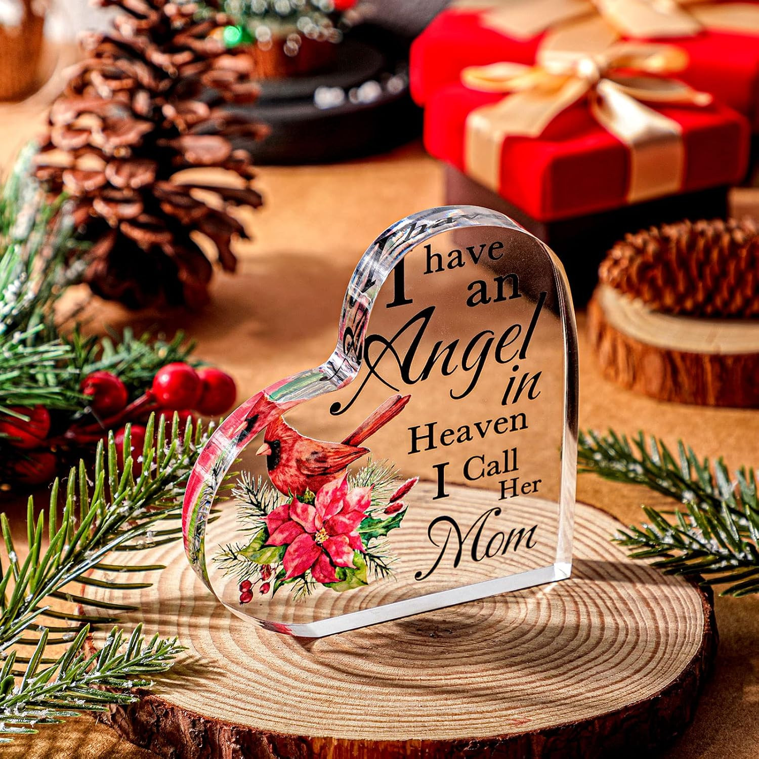 Karenhi 4 Inch Cardinal Memorial Gift for Loss of Mom, Sympathy Remembrance Deco