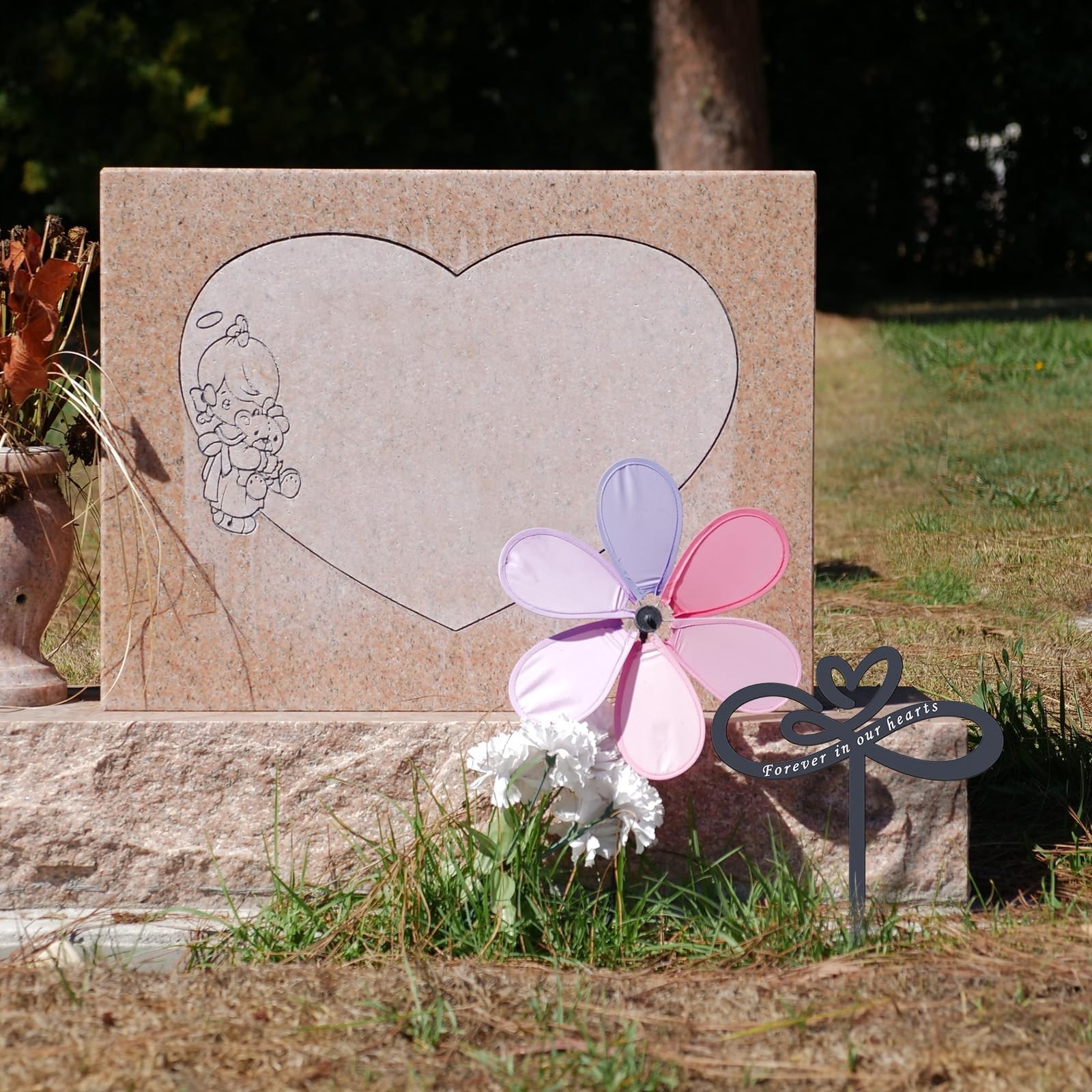 Heart Memorial Plaque Stake, Forever in Our Hearts Memorial Stakes, Cemetery …