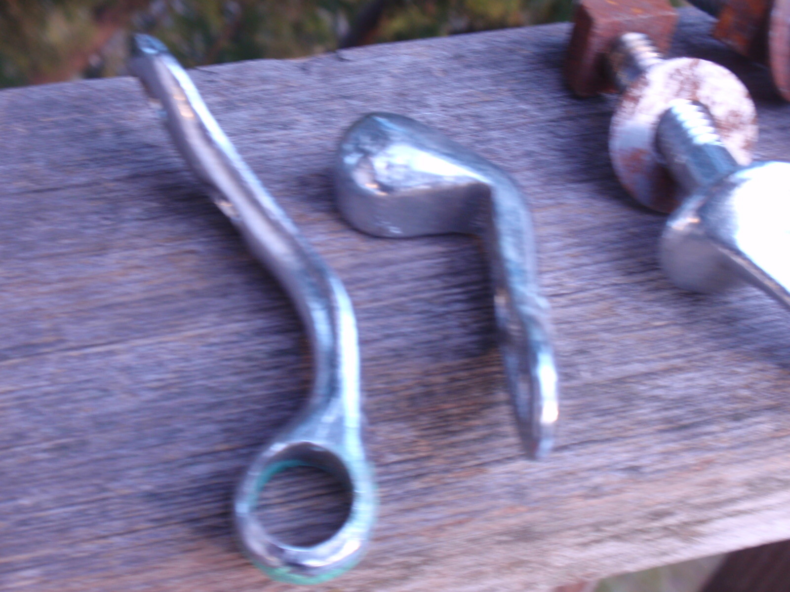 LOT OF 6 VINTAGE STAILESS STEEL / CHROME MEDICAL HANDLES , CLAMPS FUNERAL HOME