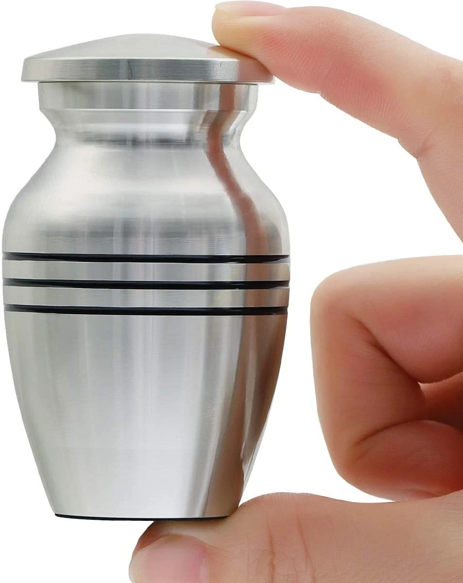 Small Keepsake Urn for Human or Pet Ashes Metal Mini Cremation Urn w Velvet Bag