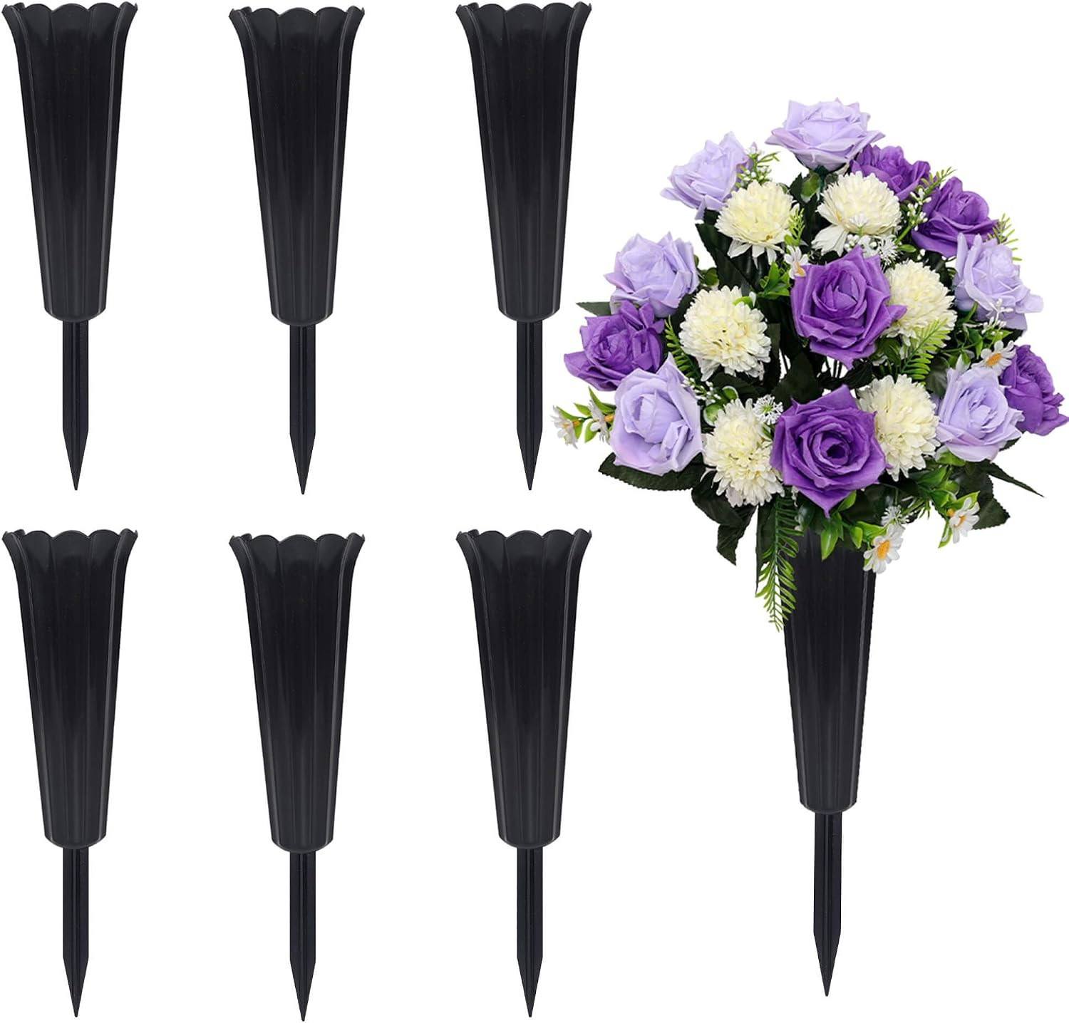 Memorial Floral Vases, Cemetery Vase, Headstones Flower Holder, Plastic Cemetery