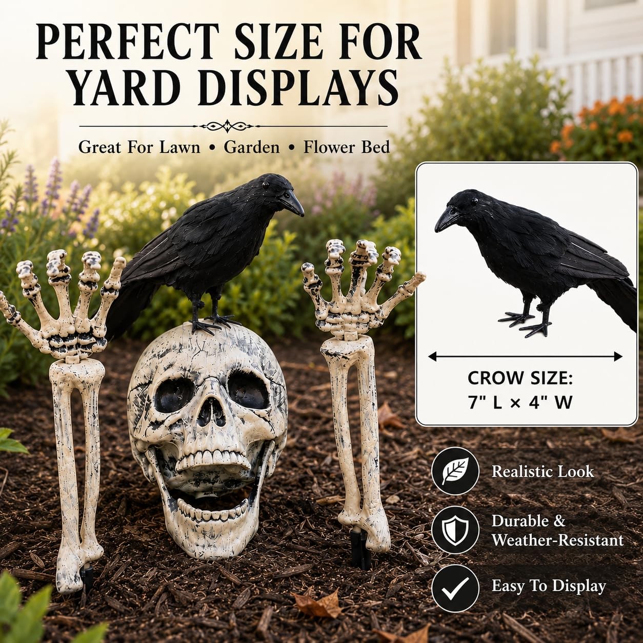 Realistic Skeleton Stakes and Crow Halloween Decorations for Lawn Stakes Gard…