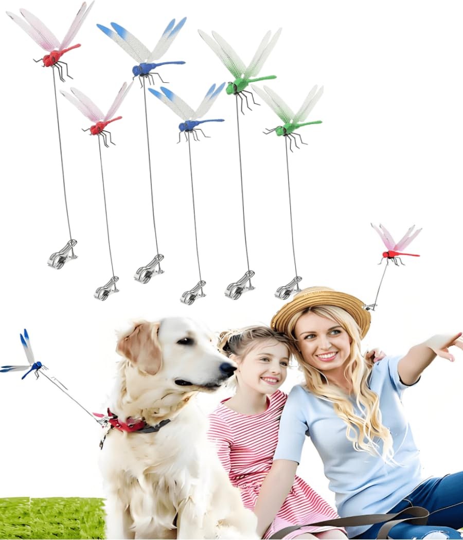 Dragonfly Garden Clips Fly Bird Deterrent Stakes Indoor Outdoor 6 Pack
