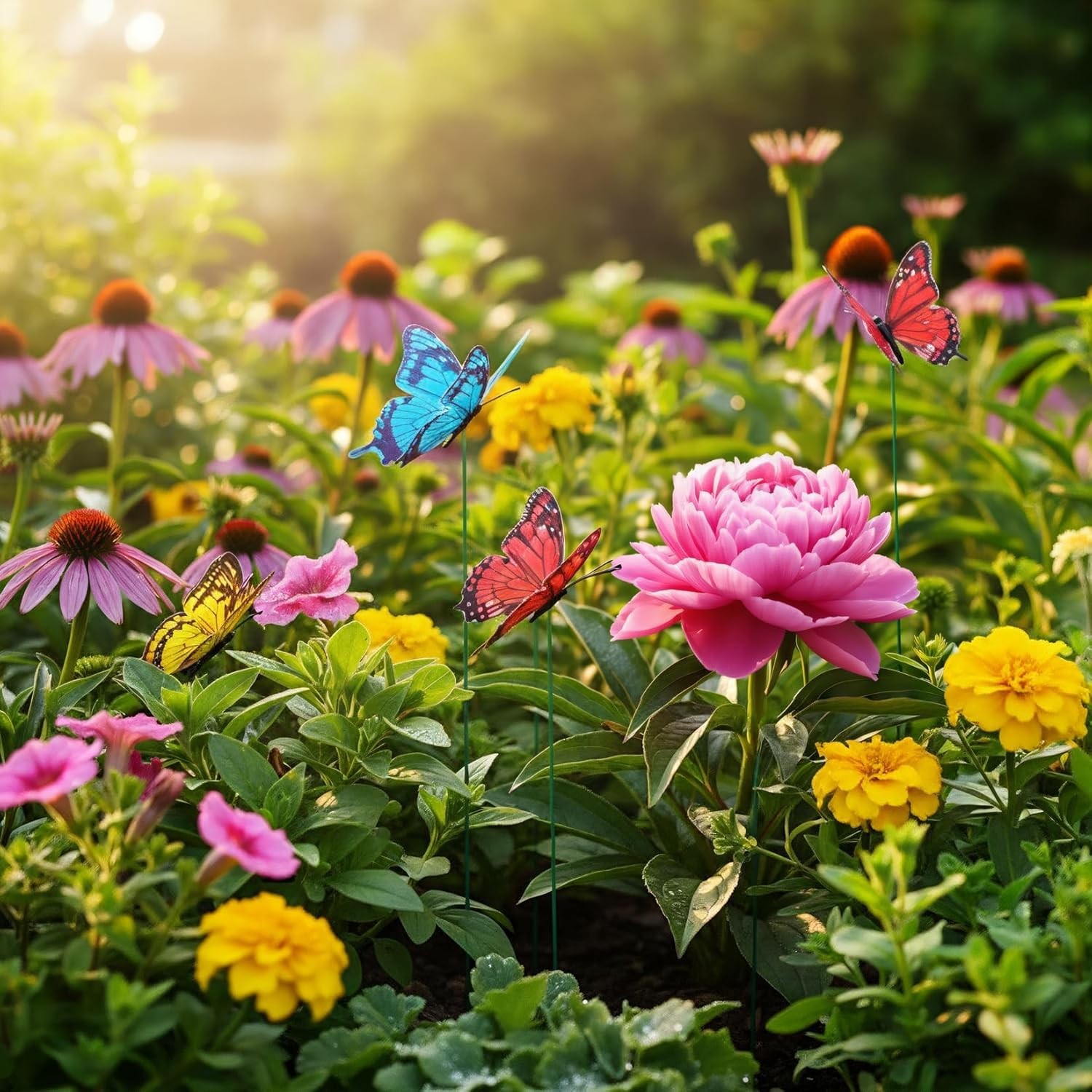 Double-Layer Butterfly Garden Posts, 30pcs Colorful Butterfly Decorations for…