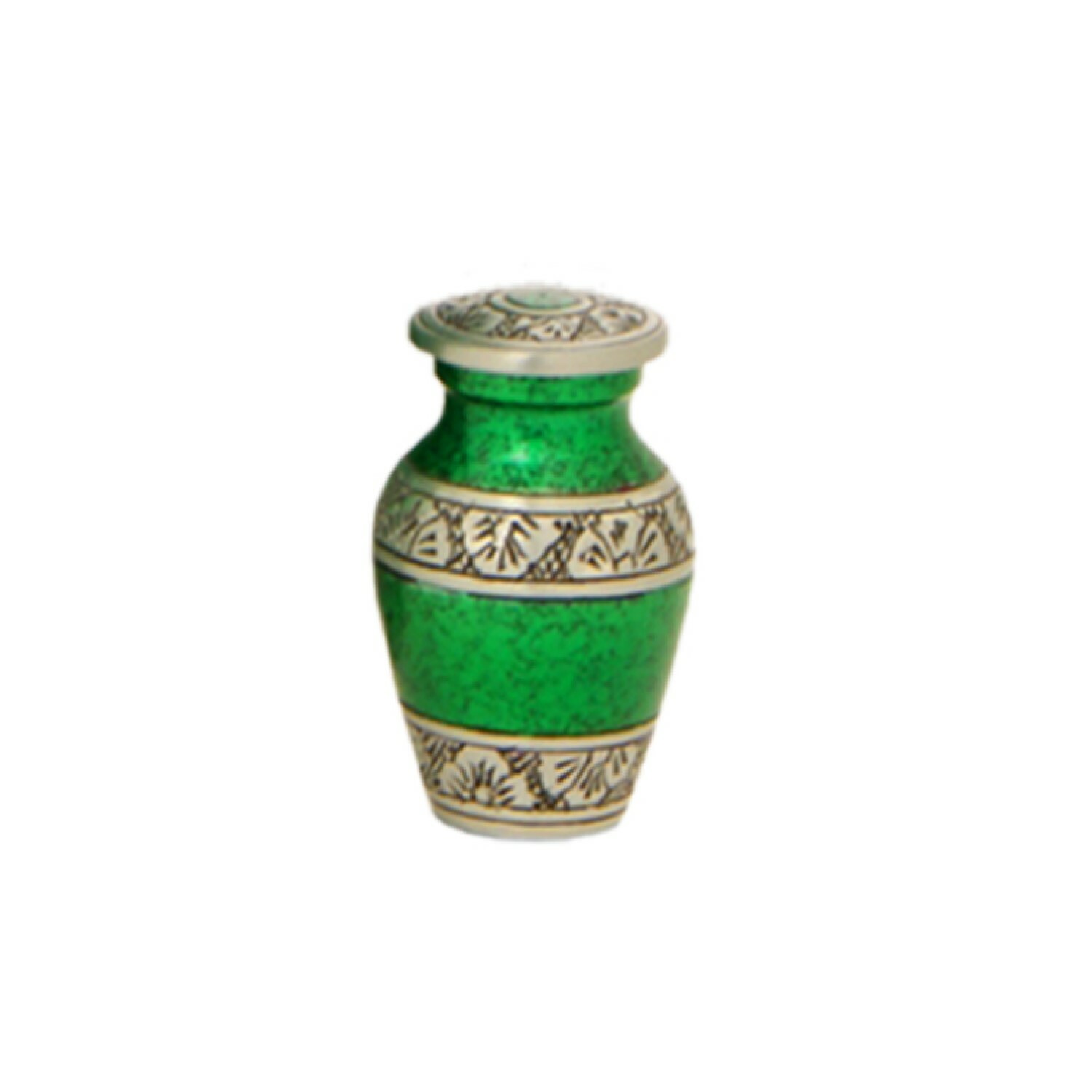 Royal Green Cremation Miniature Keepsake Urn with Pewter Band + Free Shipping