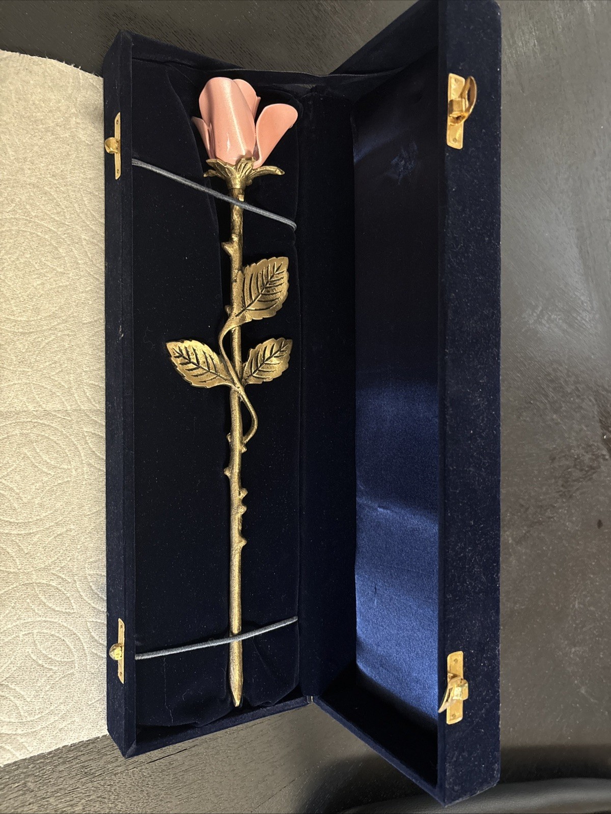 Solid Brass Pink Threaded Rose Keepsake Funeral Cremation Urn For Ashes w/ Case
