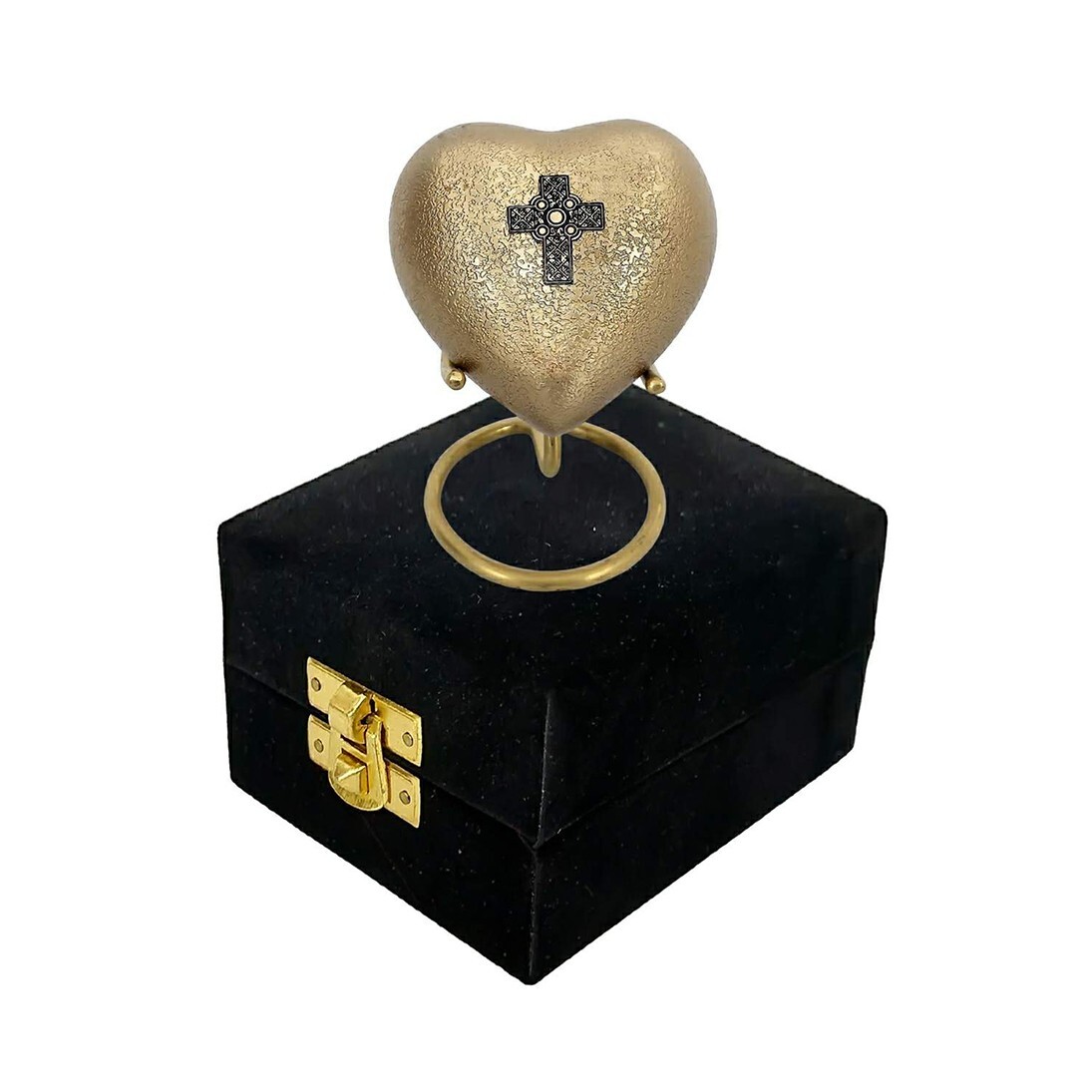Celtic Cross Design Small Pewter Heart Keepsake Cremation Urn For Ashes