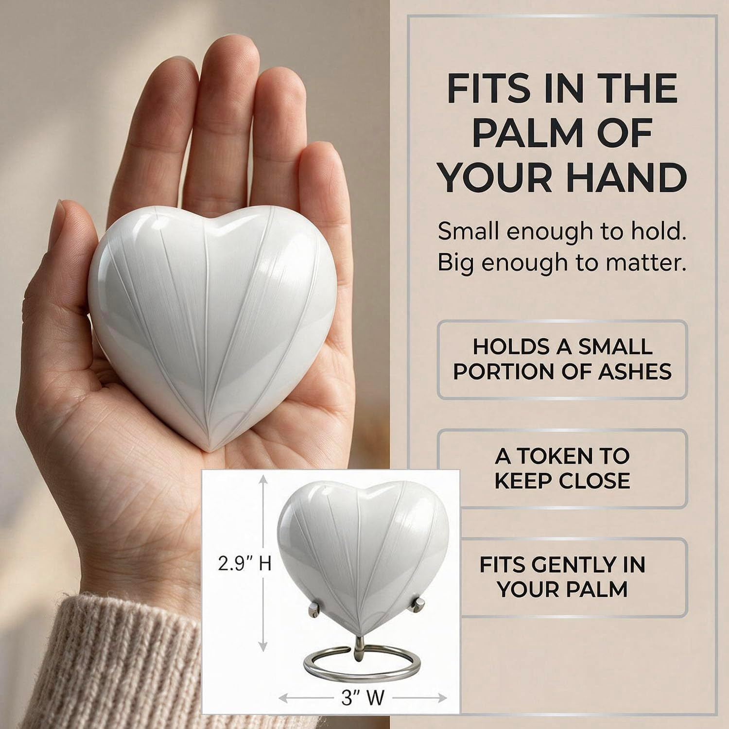 Small Urns for Human Ashes Keepsake – Heart Urn for Men & Women – Mini Urns with