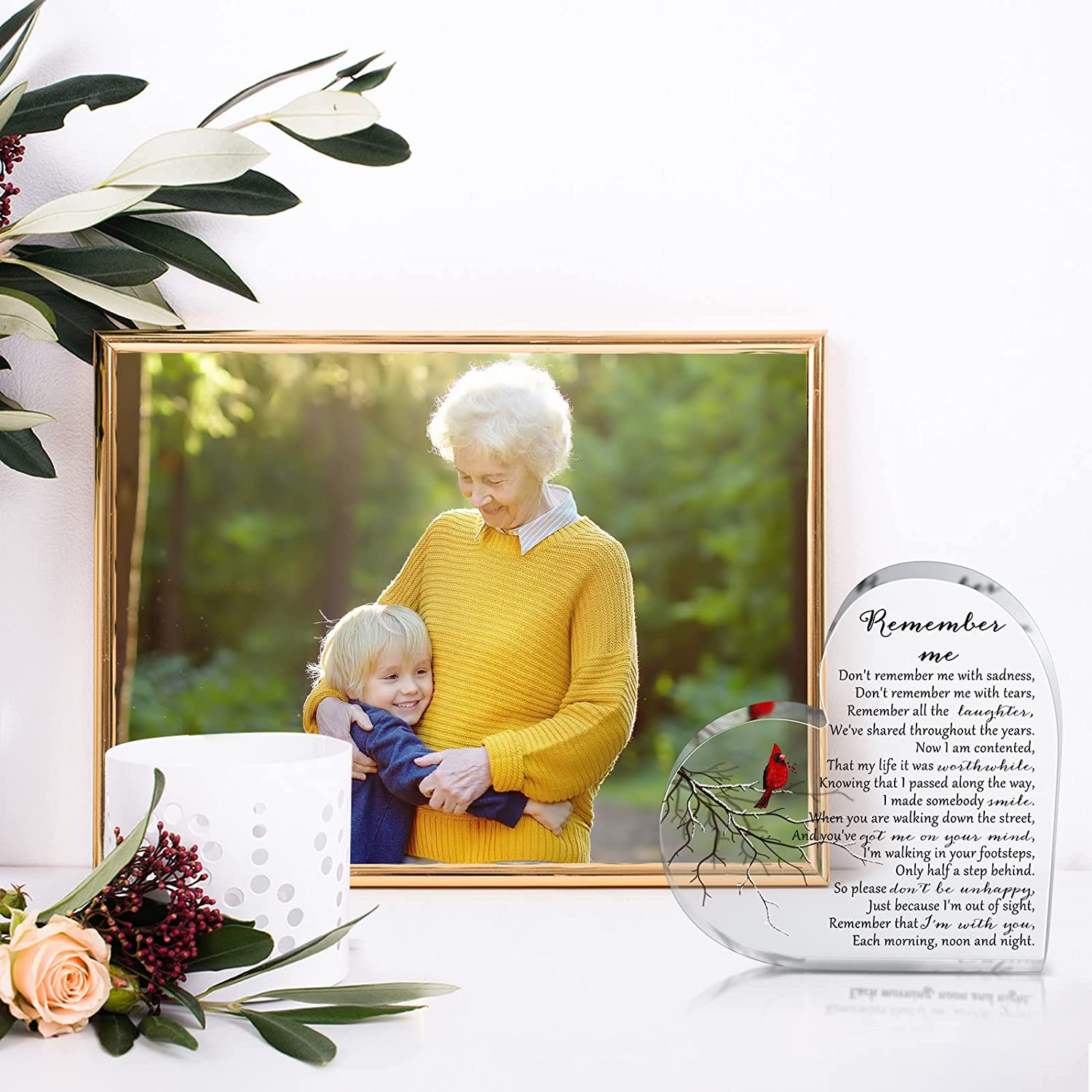 Sympathy Gifts Heart Shape Memorial Bereavement Gifts Crystal Acrylic Paperweigh