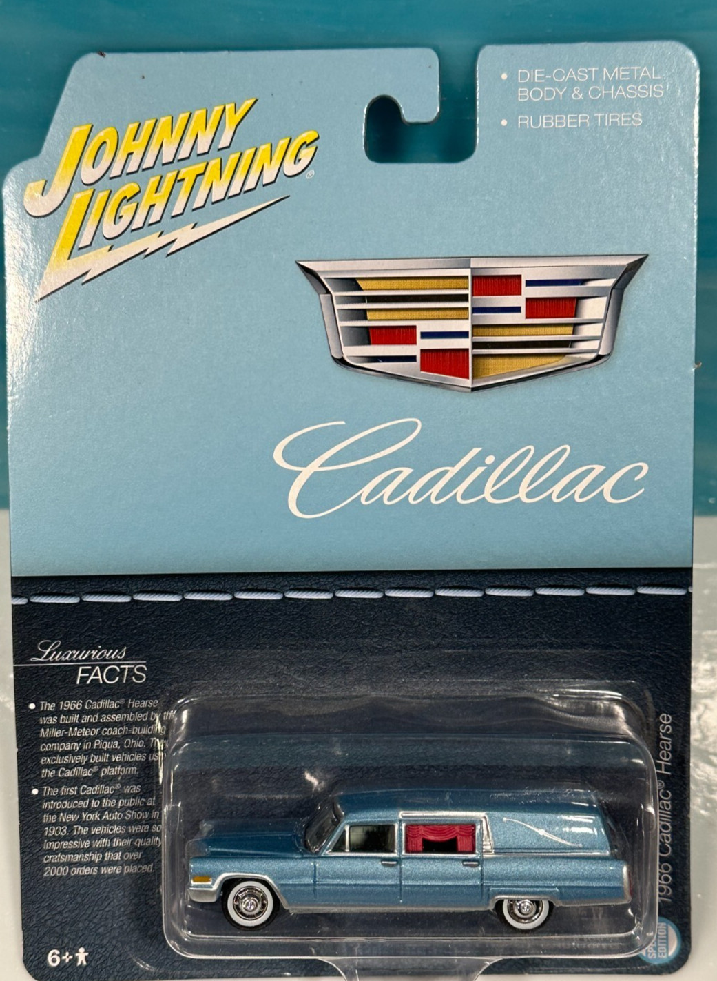 Hearse, Funeral, Grave, Car, Baby Blue, 1966 Cadillac Factory Sealed 1:64