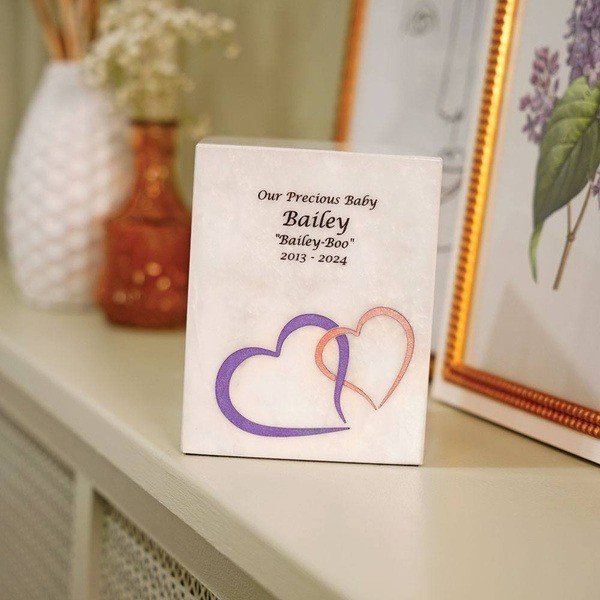 Monumental Memorials Hearts Pink White, Extra Small Urn