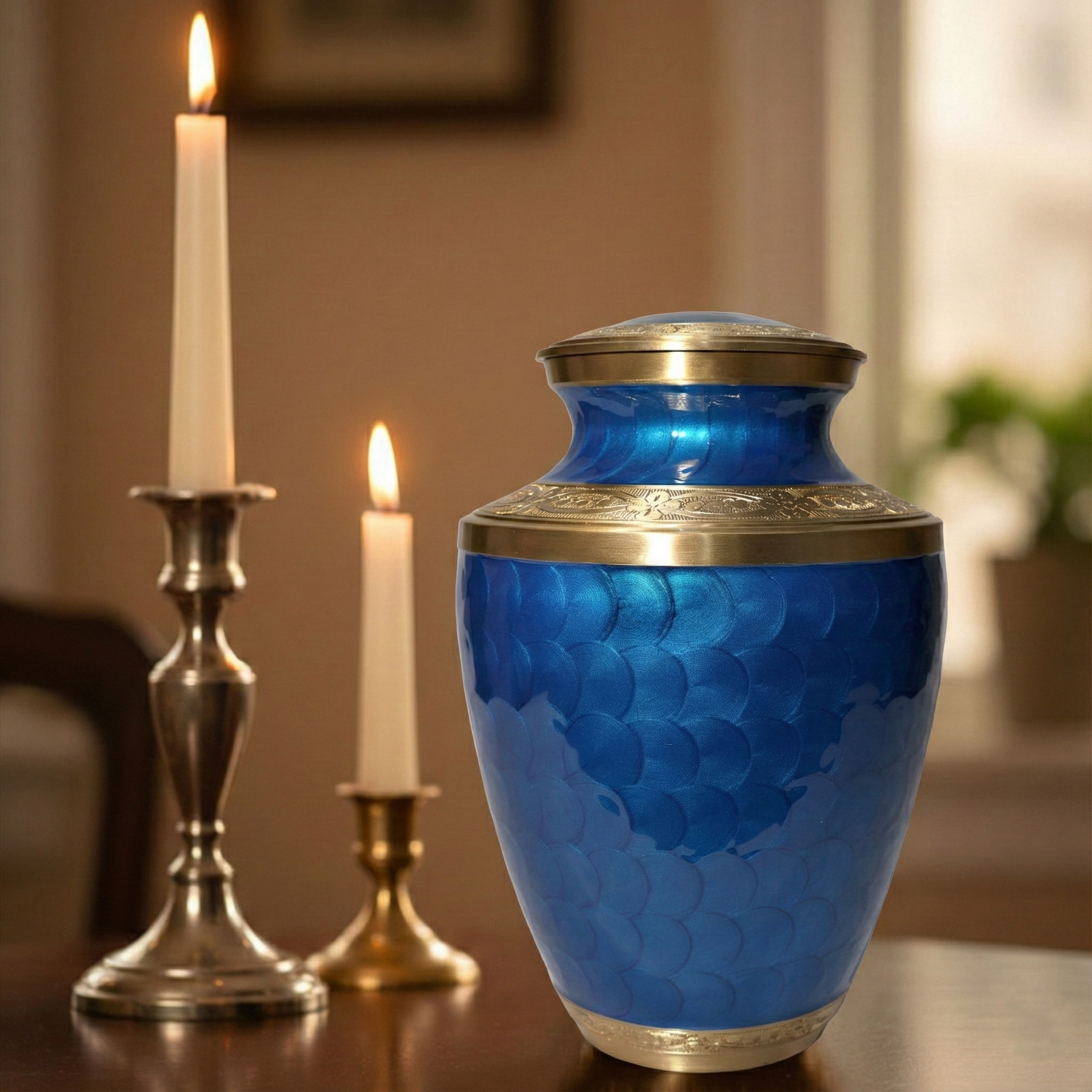 Large Solid Brass Cremation Urn for Human Ashes Handcrafted Funeral Memorial Urn