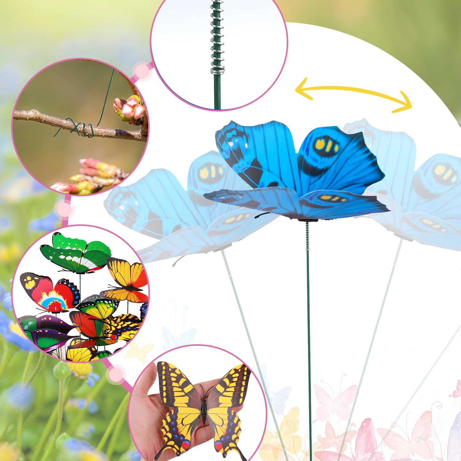 100 Butterfly Garden Stakes – Waterproof Outdoor Yard Art Decorations