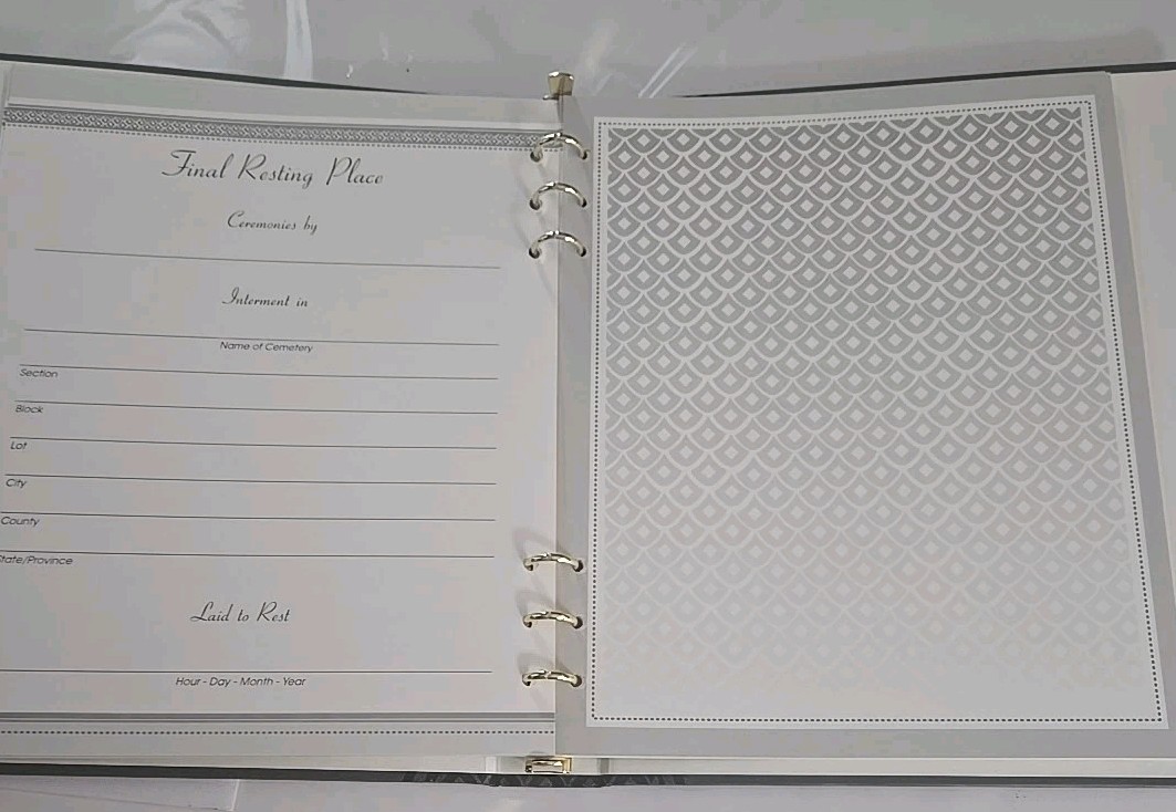 Messenger Funeral Memorial Register Guest Book Binder Gray