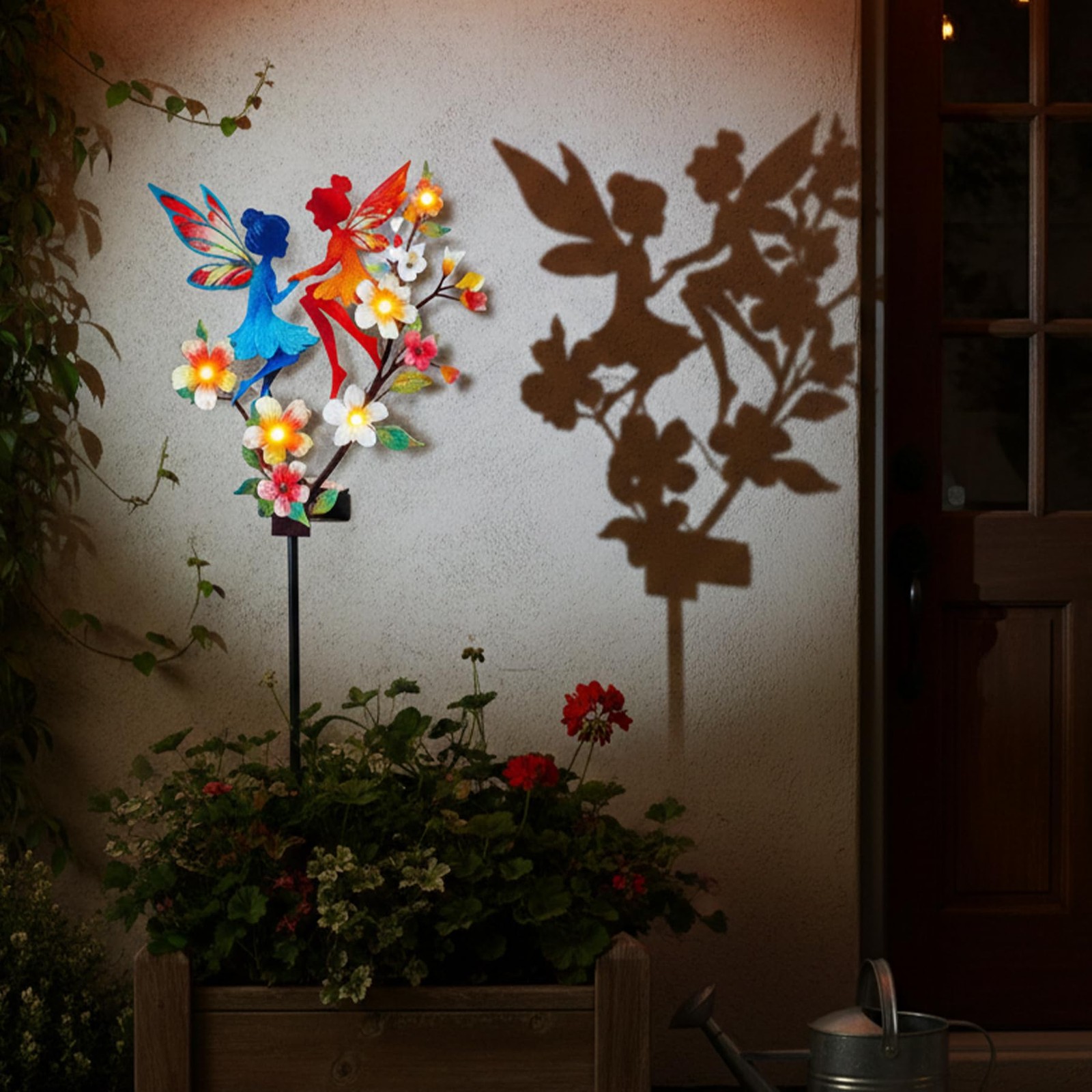 Solar Fairy Garden Stakes – Metal Whimsical Yard Art Decor, Warm LED Lights W…