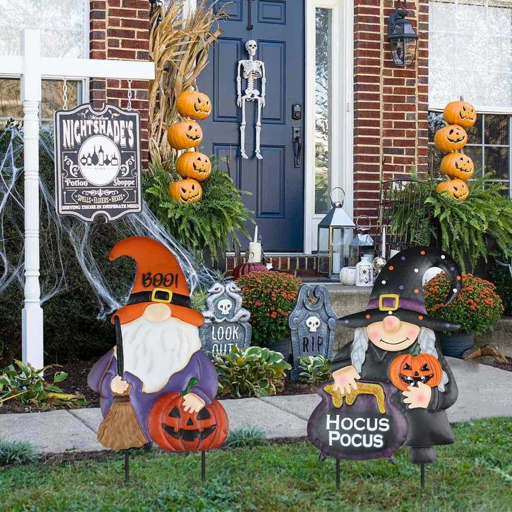 Metal Decorative Garden Stakes with Pumpkins Outdoor Halloween Decor for Home