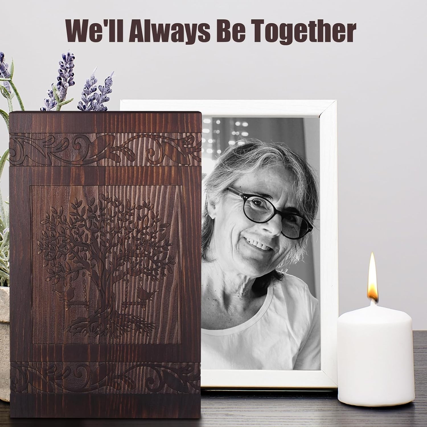 Beautiful Tree of Life Carved Pine Wood Cremation Funeral Burial Urn Adult Size