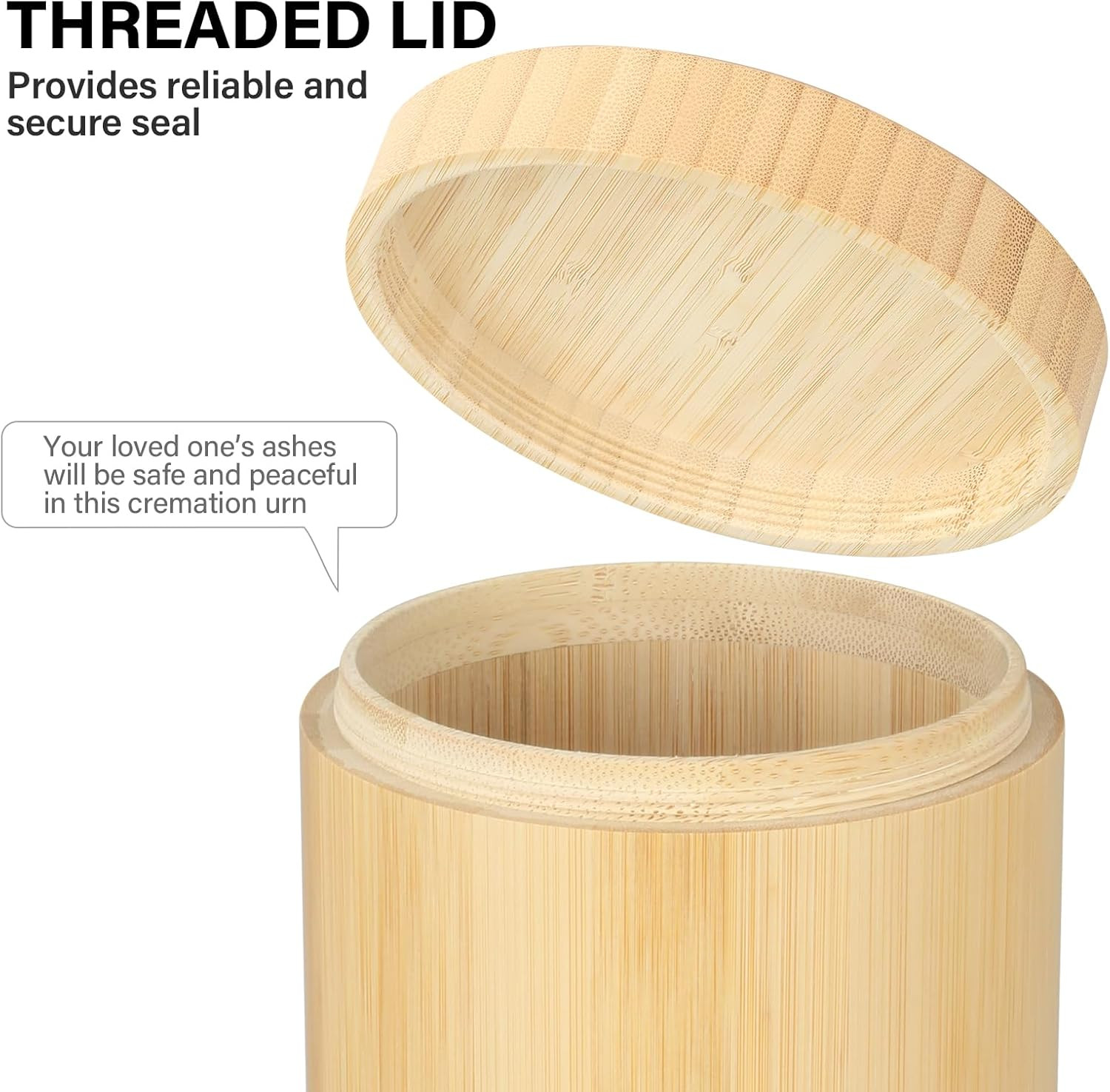 Large Urns for Human Ashes with Screw on Lid,Bamboo Cremation Urns for Ashes Adu