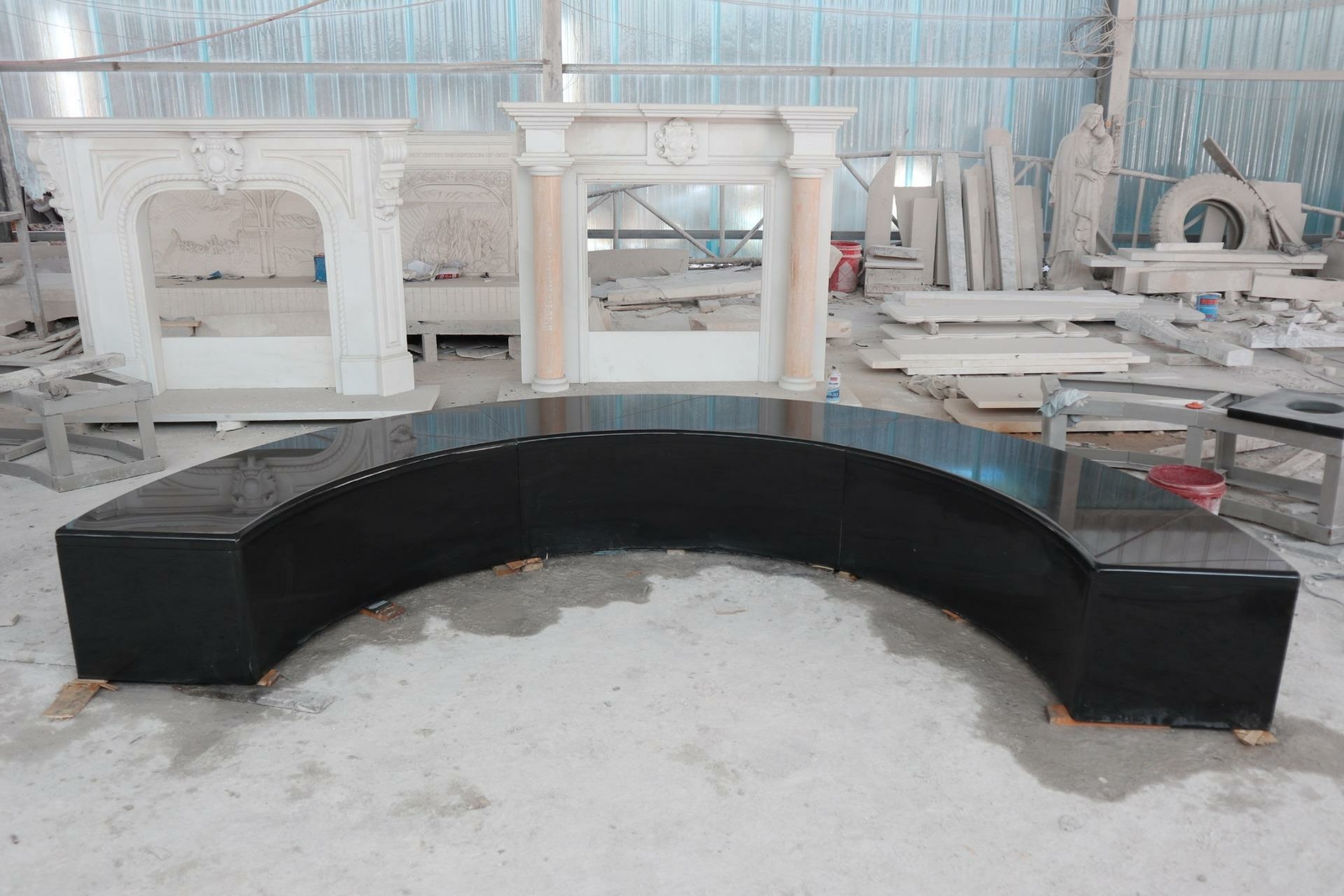 BEAUTIFUL BLACK POLISHED GRANITE MODERN INDOOR OR OUTDOOR DESIGNER BENCH – DGB5
