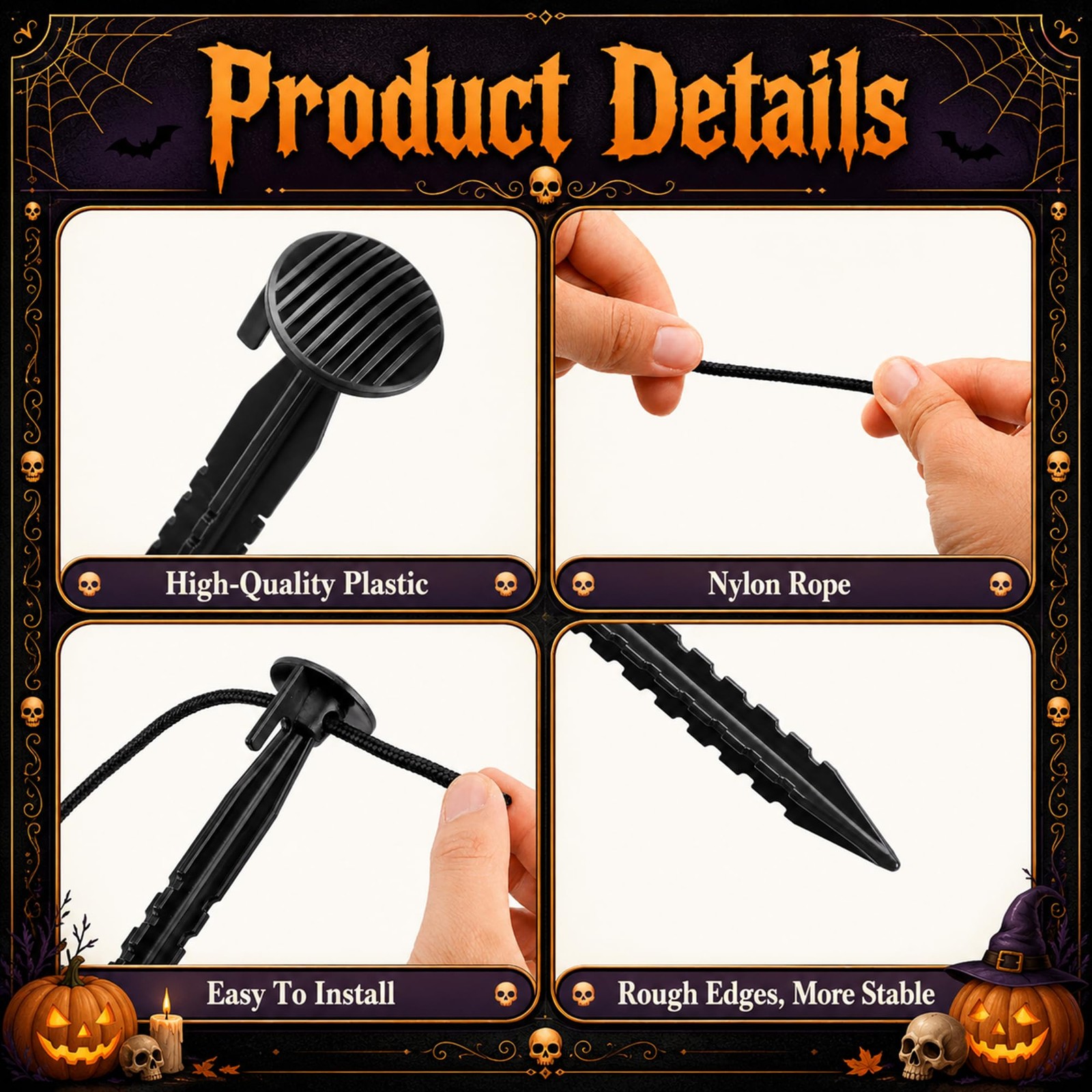 16 Pcs Halloween Skeleton Ground Anchors, Serrated Skeleton Ground Stakes wit…