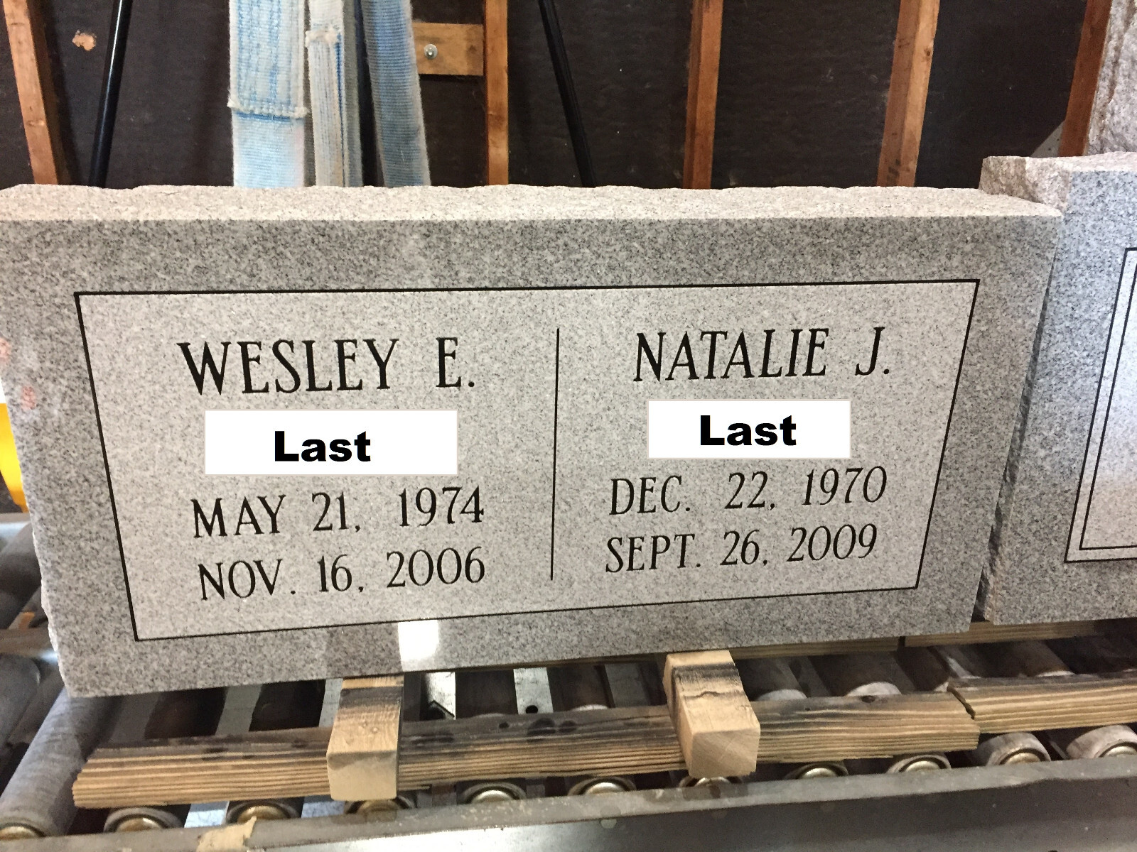 Granite Memorial Flat Companion Grave Marker Cemetery Funeral Gray 24″x12″x4″