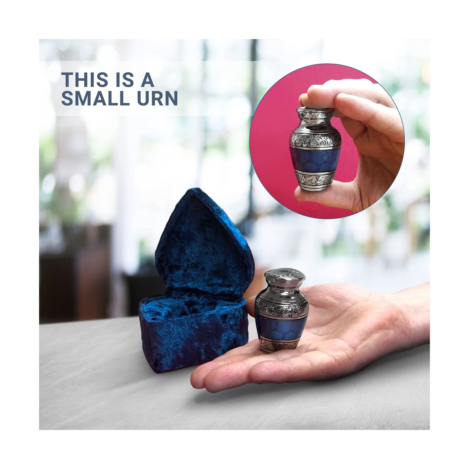 Small Keepsake Cremation Urn for Human Ashes with Velvet Heart Case and Funne…