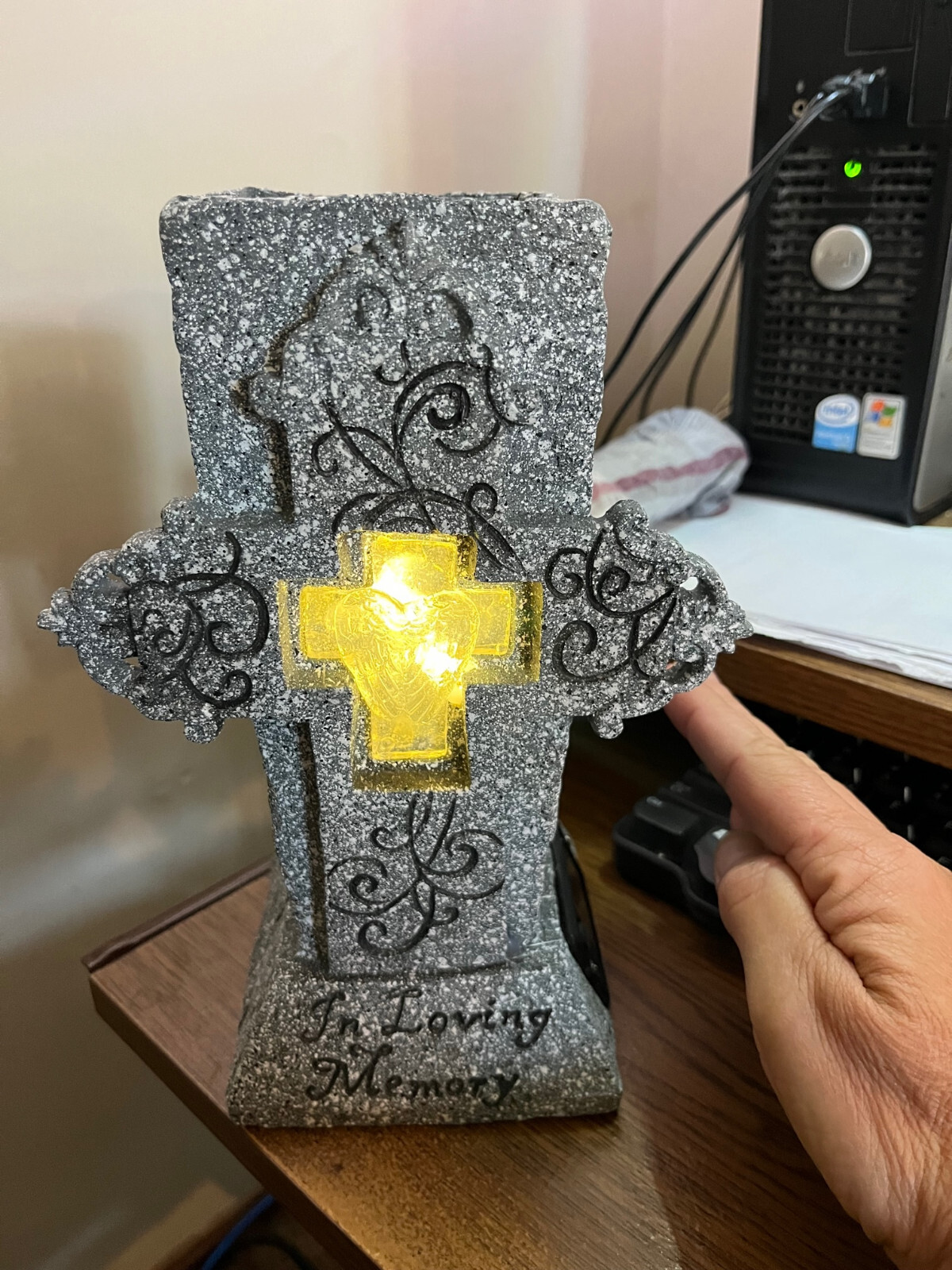 SOLAR CROSS Cemetery Grave Vase With LED For Fresh/Artificial Flowers Headstones