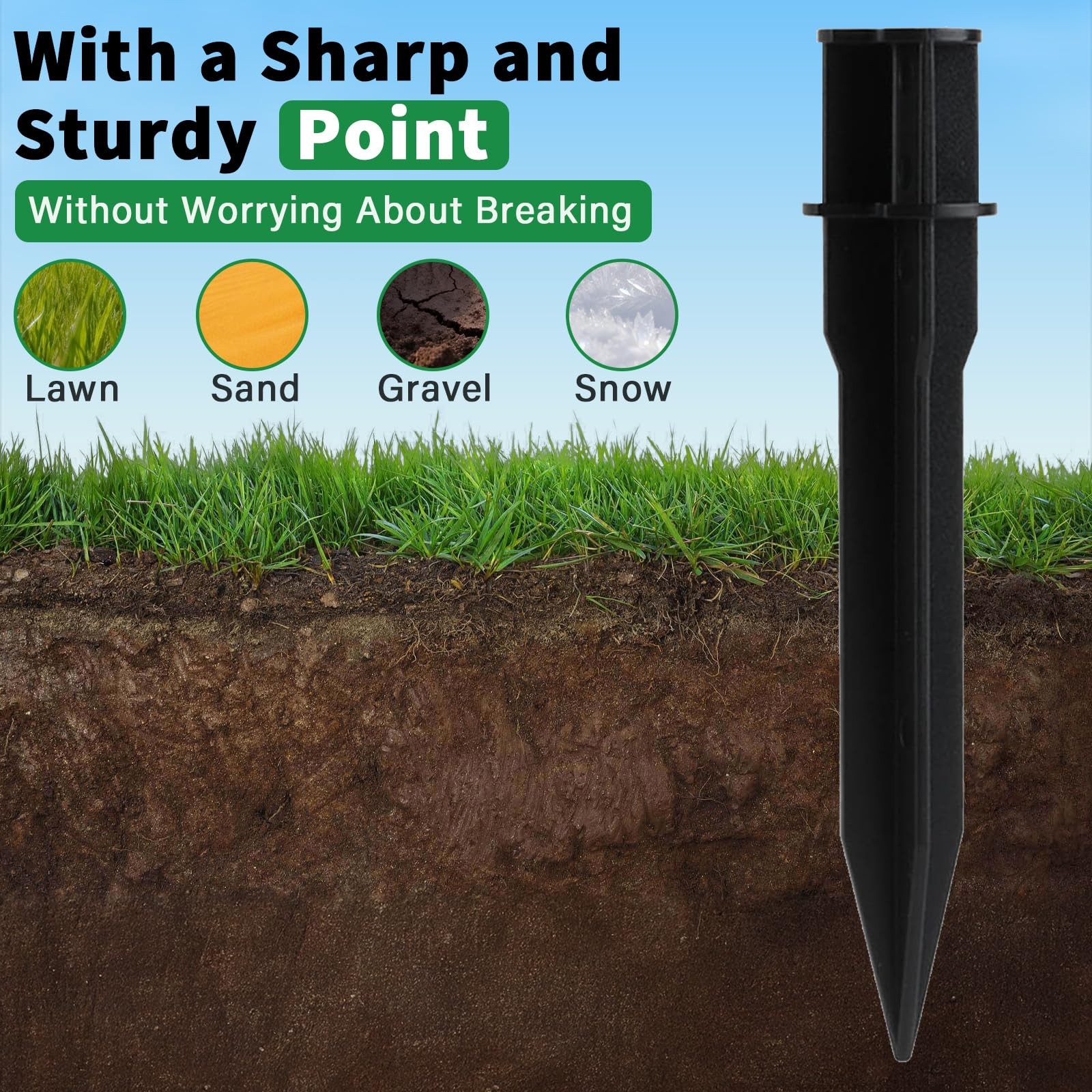 Solar Light Stakes Replacement 8 Pcs Ground Spikes for Pathway & Garden
