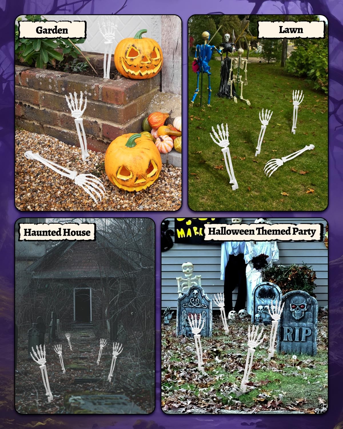 10 PCS Halloween Skeleton Hands Decoration, Skeleton Arms with Lawn Stakes, S…