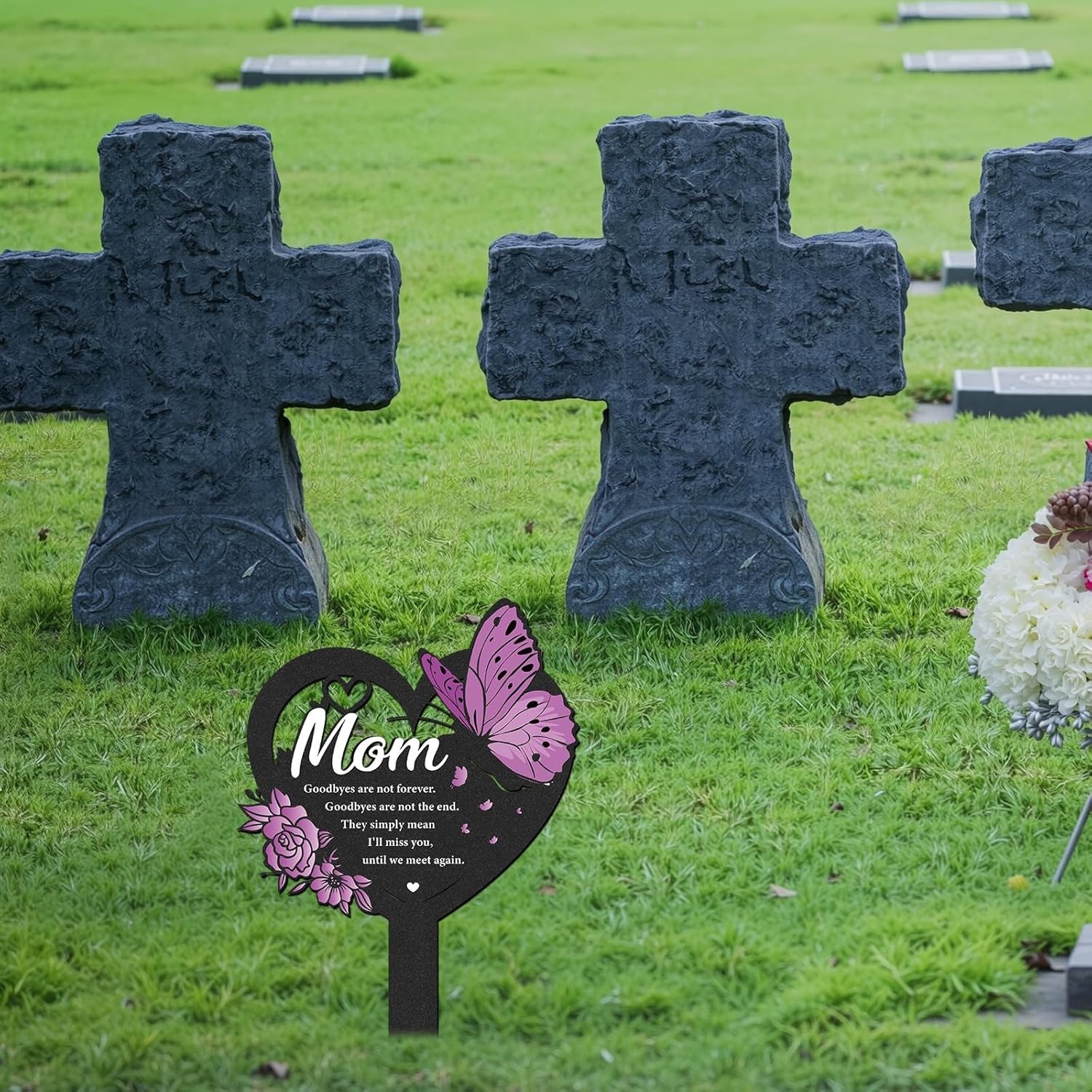 Memorial Sister Grave Stakes – Metal Butterfly Cemetery Markers Decorations f…