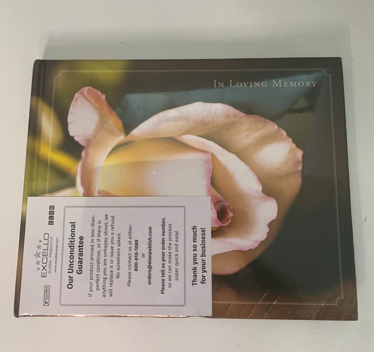 In Loving Memory Funeral Guest Book Rose Sealed New 9×7 Hard Cover