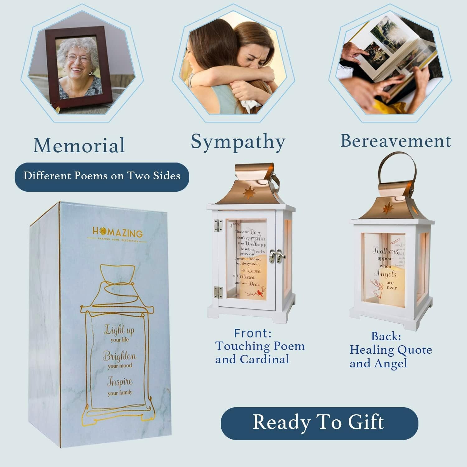 Large Cardinal Memorial Lantern – Sympathy Funeral Gifts – 12.6″ – Remembrance