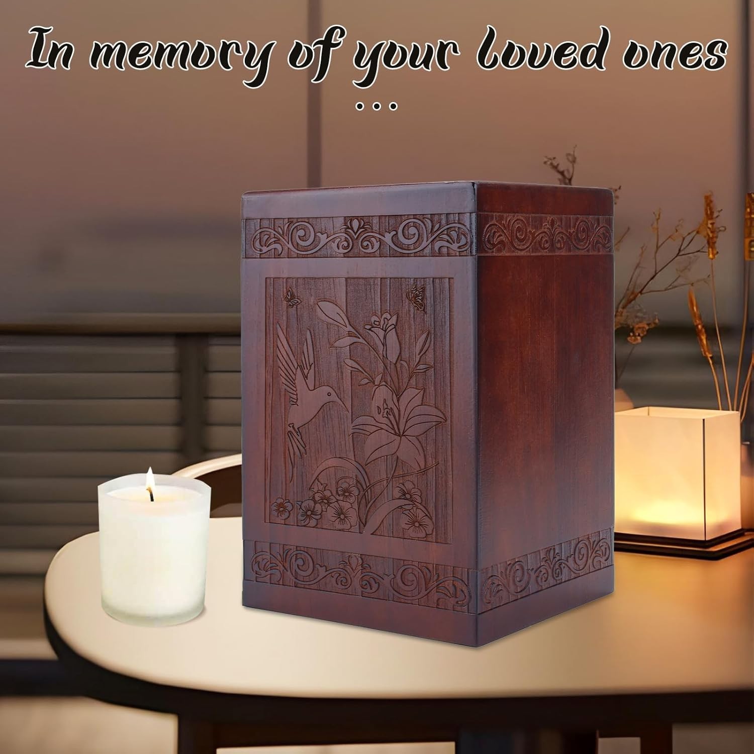 Cremation Urns for Human Ashes Adult Male Female, Wooden Decorative Urn Box w…
