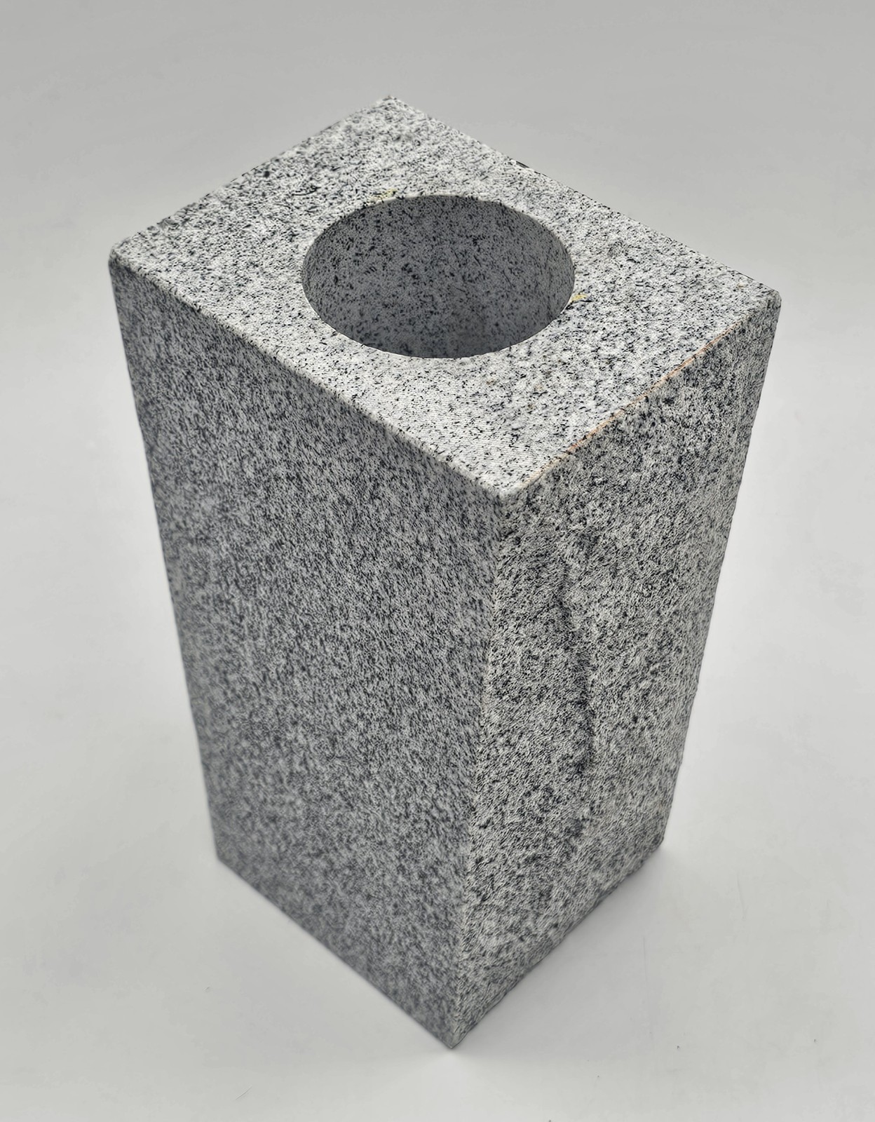 Granite Memorial Vase Tapered Gray Shiney Speckled Edged Cemetery 9″×5.25″×4″