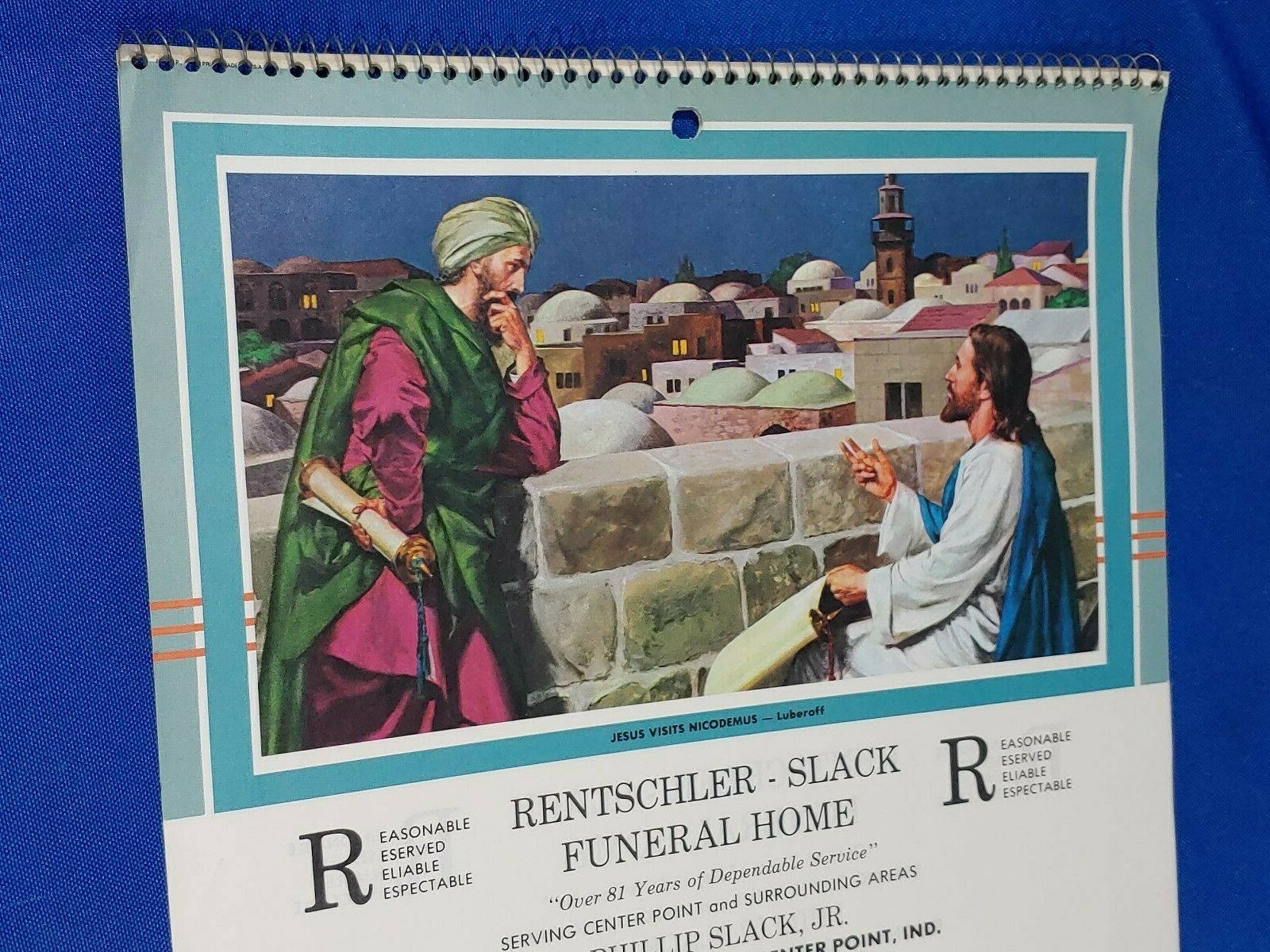 1987 Funeral Home Advertising Calendar Antique-VTG Mortician Ambulance Indiana
