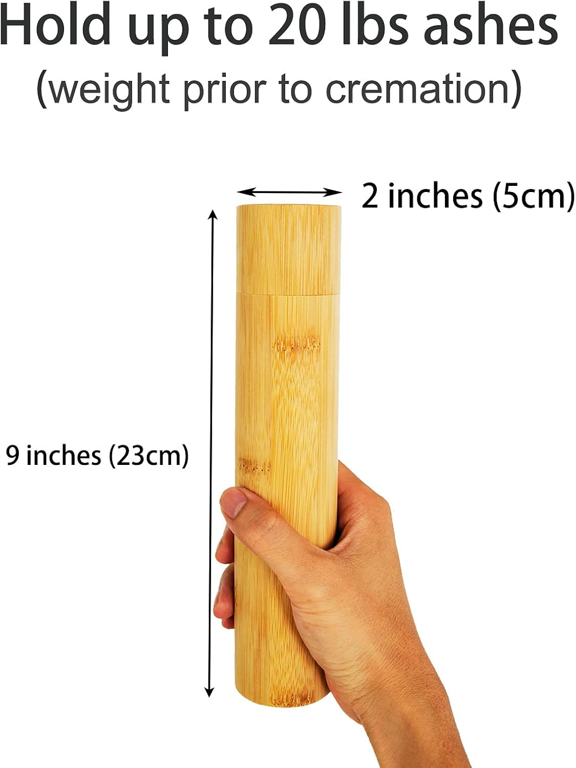 Small Bamboo Scattering Urn Tube for Human Ashes, 9’’X2’’ ECO & Biodegradable Fr