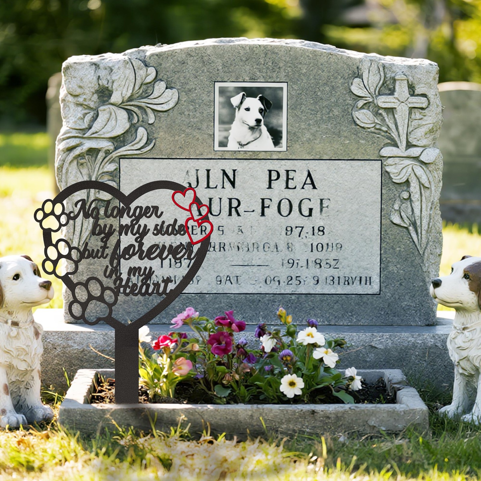 Pet Memorial Grave Markers | Heart Paw Sympathy Signs for Outdoor Decor