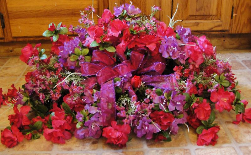 Hot Pink Valentines Day Flowers Violet & Fuschia Azaleas Ground Plaque Day Grave