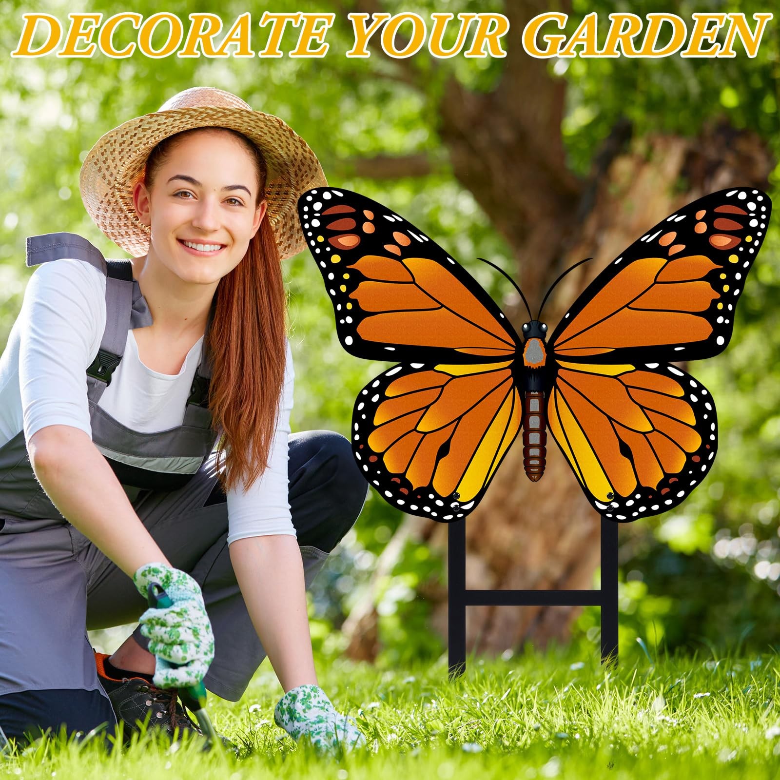 Garden Butterfly Stakes – 16.5 Inch Metal Insect Decor for Outdoor Spaces