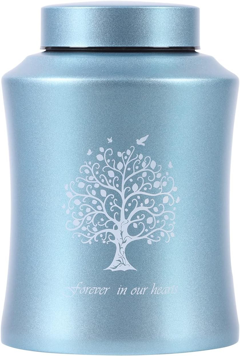 Durable Blue Tree of Life Cremation Urn – Secure Screw-Top Lid, 160 Cubic Inches