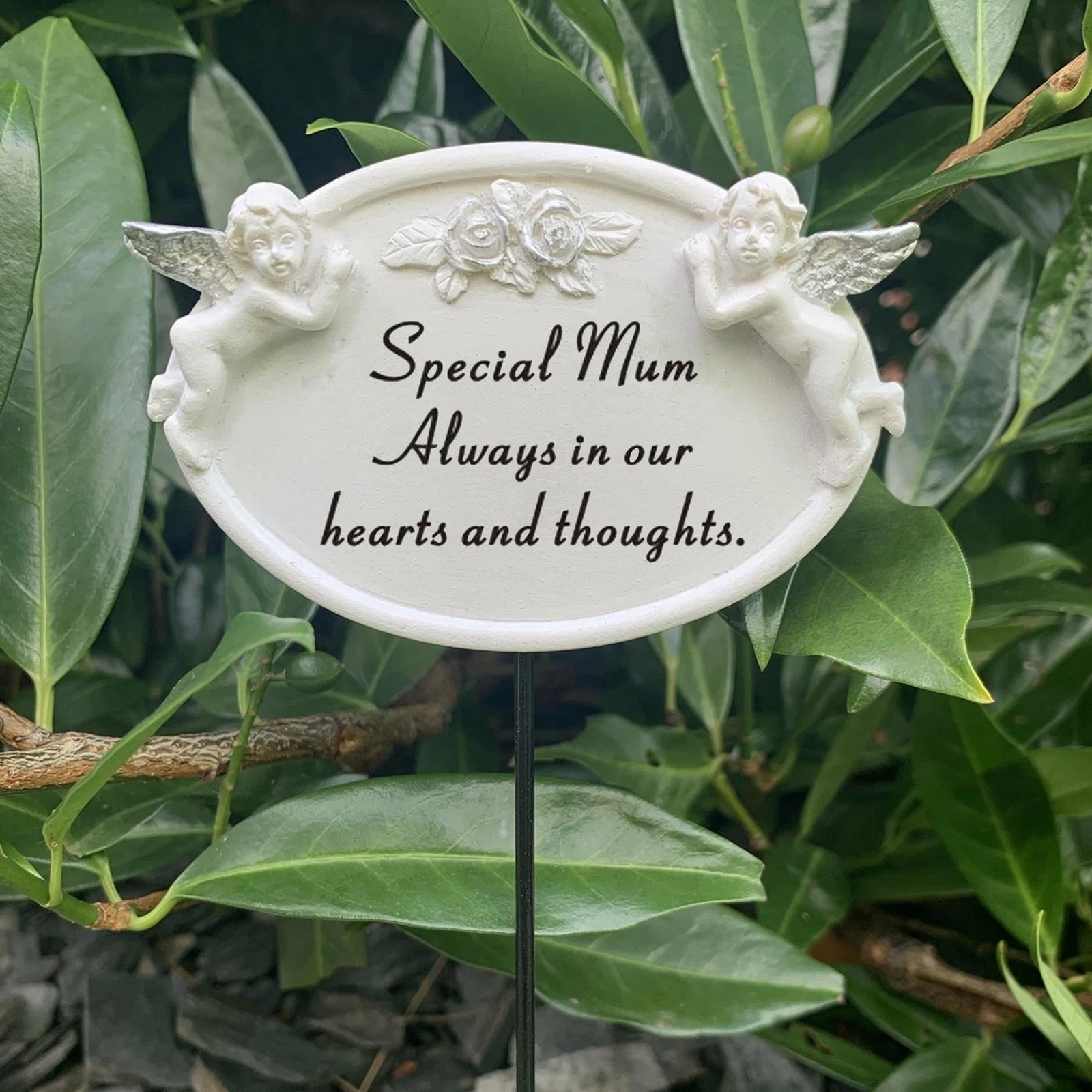 Graveside Oval Memorial Plaque on a Stick – Special Mum