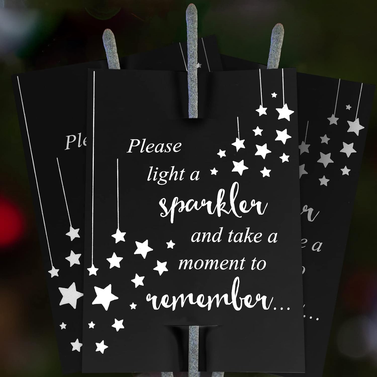 50 Pack Memorial Cards for Celebrations & Funerals – Double-Sided Black Star …