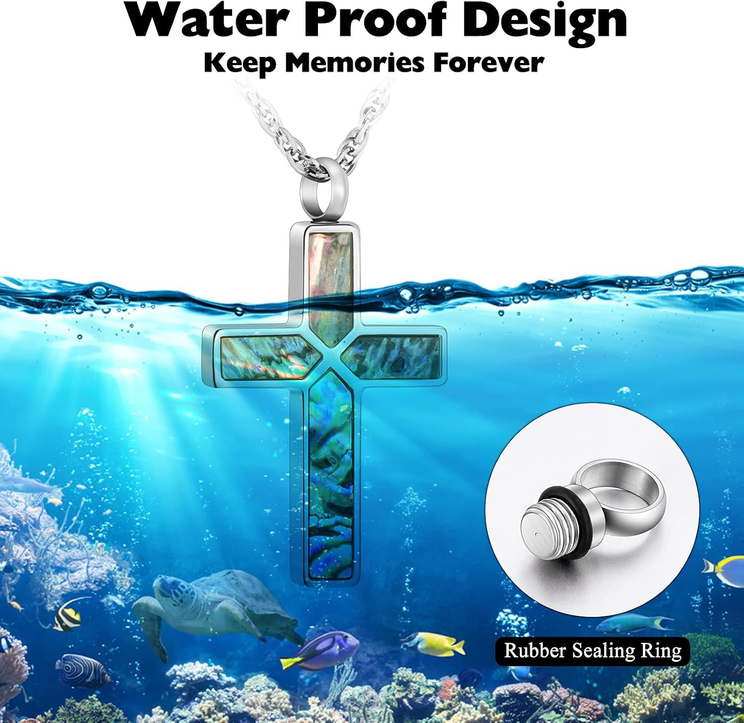 Cross Cremation Jewelry for Human Ashes Stainless Steel Urn Necklace for Ashes M