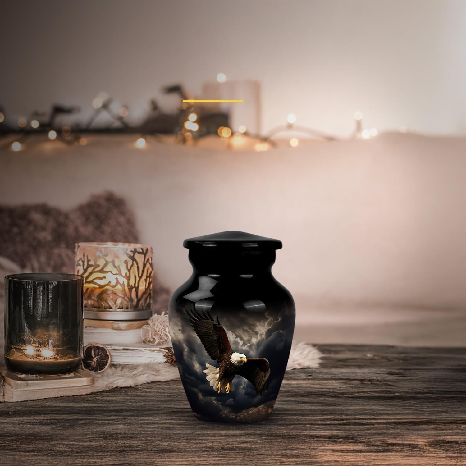 Black Eagle Fly Urns for Human Ashes Adult Male – Small Keepsake Urn for Human A