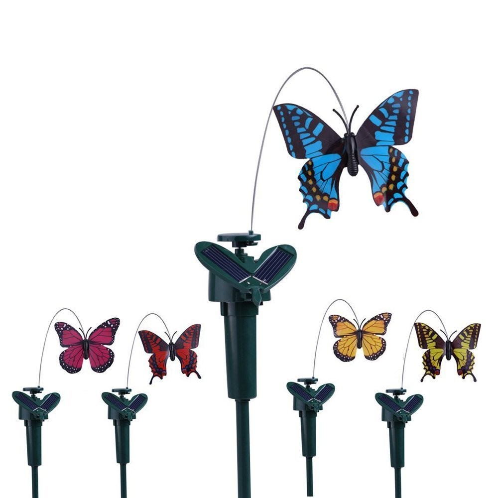 Solar Yard Stake Fluttering Insects Solar or Battery Powered 5 PCS Butterfly