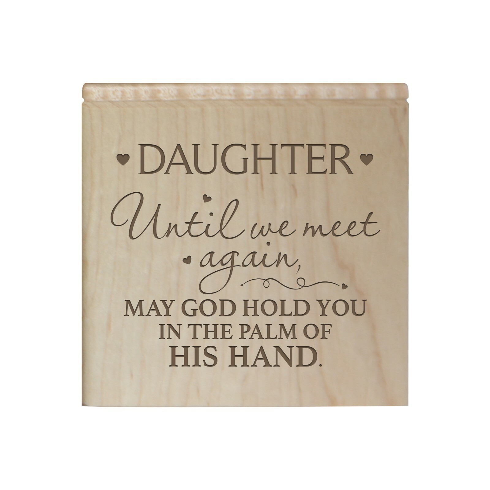 Modern Engraved Funeral Keepsake Urn Box for Human Ashes 4.5″ Daughter May God